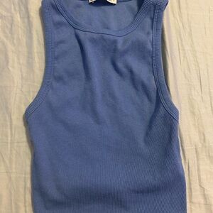 Blue Ribbed Tank Top